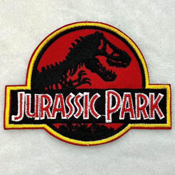 Jurassic Patch Classic Logo 4.25" Patch Red Black - Picture 1 of 2